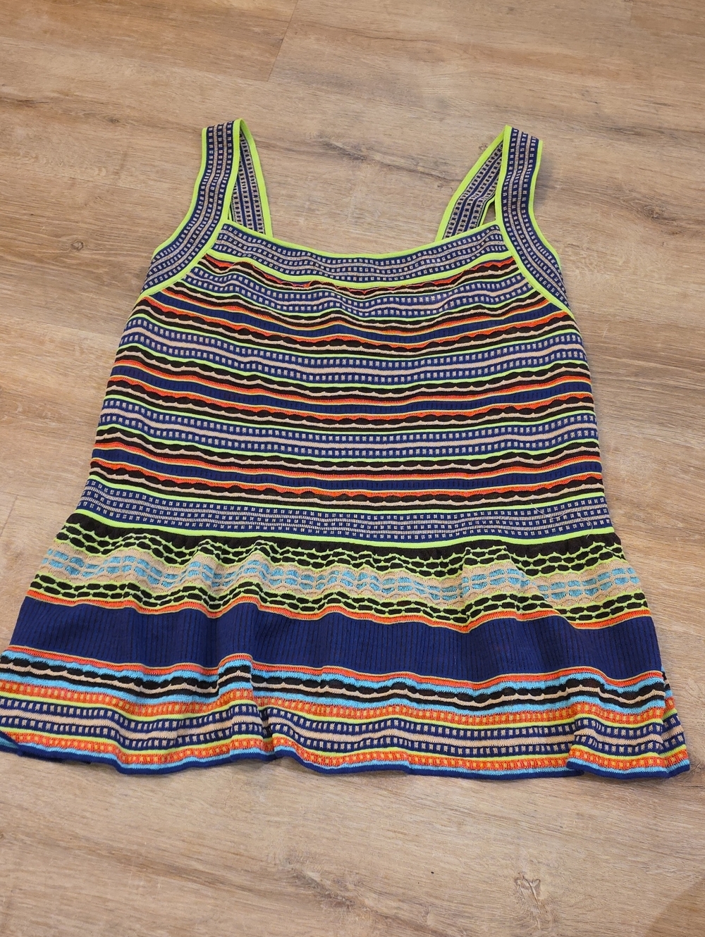 Missoni Multicolor Striped Knit Tank with Neon Trim Sz 50